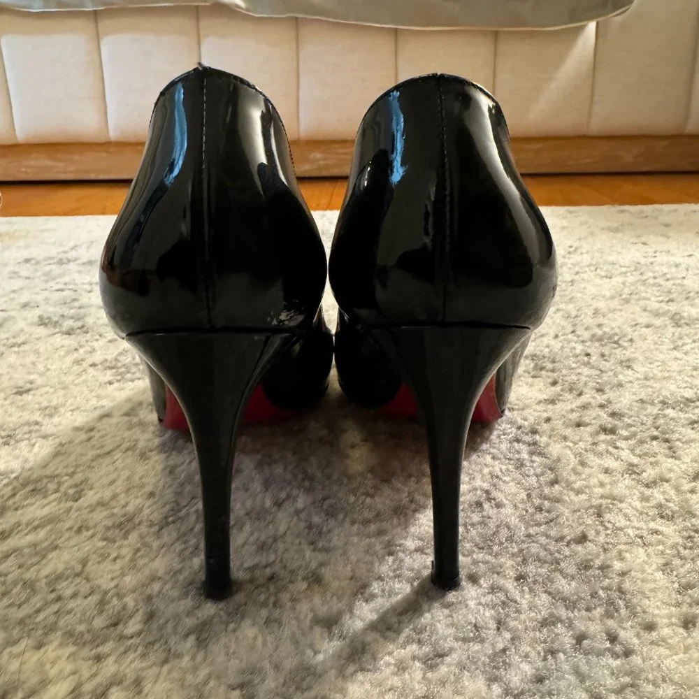 Christian Louboutin Black Patent Pointed Toe Pumps - Picture 5 of 8